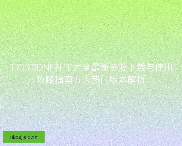17173DNF补丁大全最新资源下载与使用攻略指南五大热门版本解析