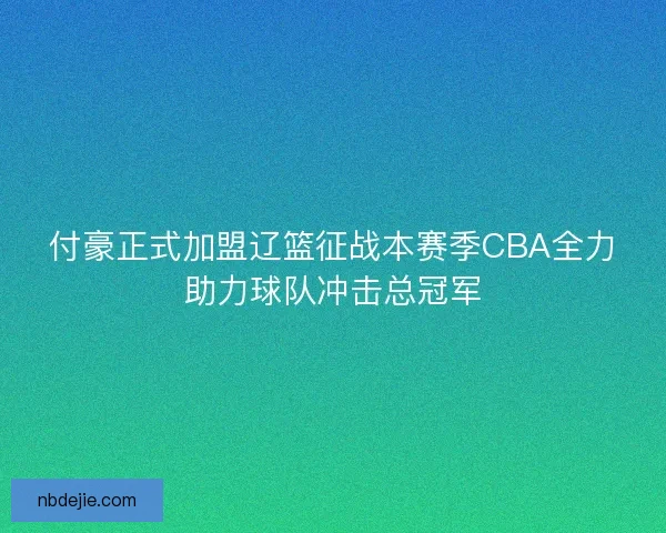 付豪正式加盟辽篮征战本赛季CBA全力助力球队冲击总冠军